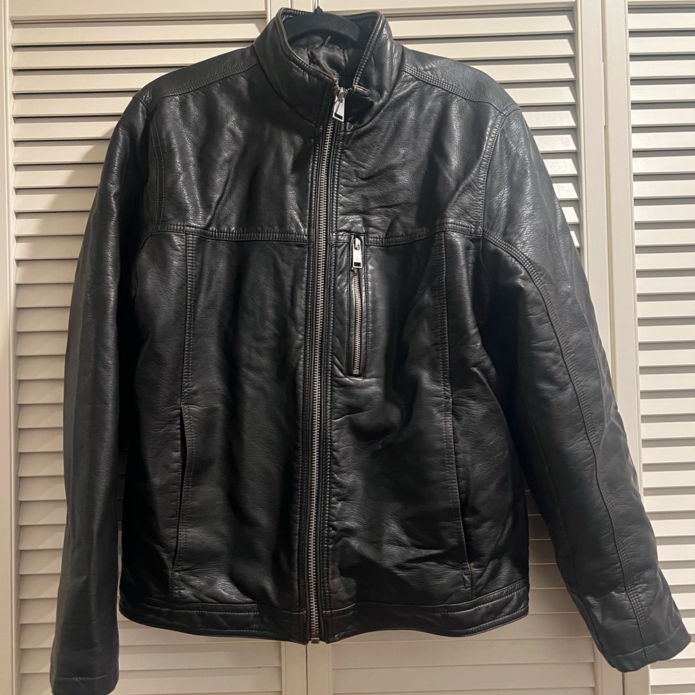 NWT Marc New York by Andrew Marc Men's Black Faux Leather Jacket